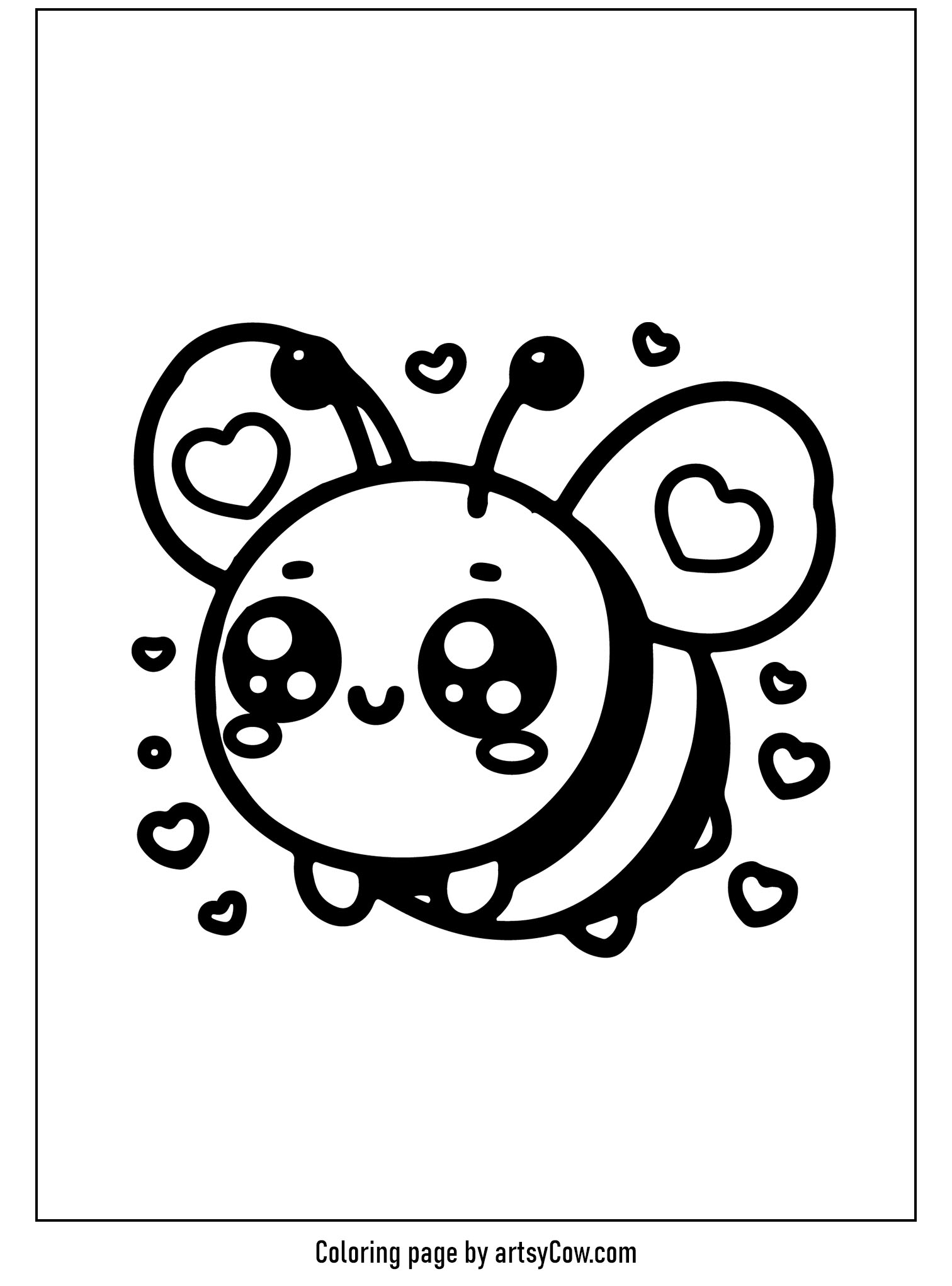 Bumblebee with Hearts on Wings